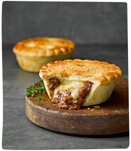 a meat and cheese-filled premium pie and pastry