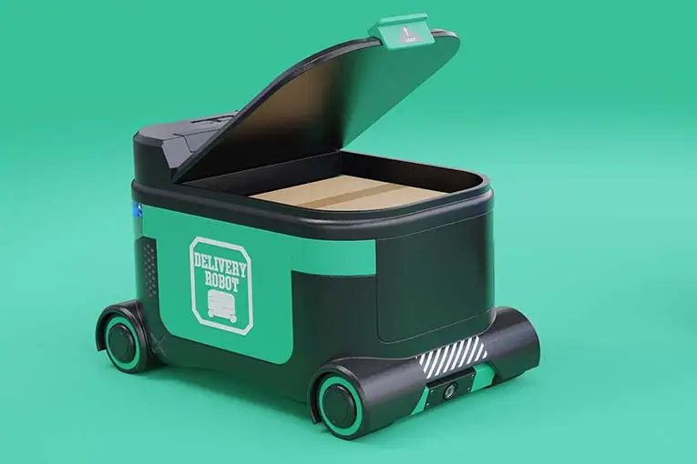 Delivery Bot on green background